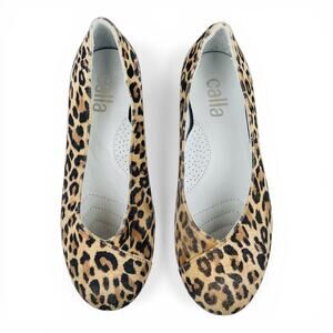 Calla Alexa Leopard Suede Ballet Flats Bunion Friendly Wide Toe Box EU 37